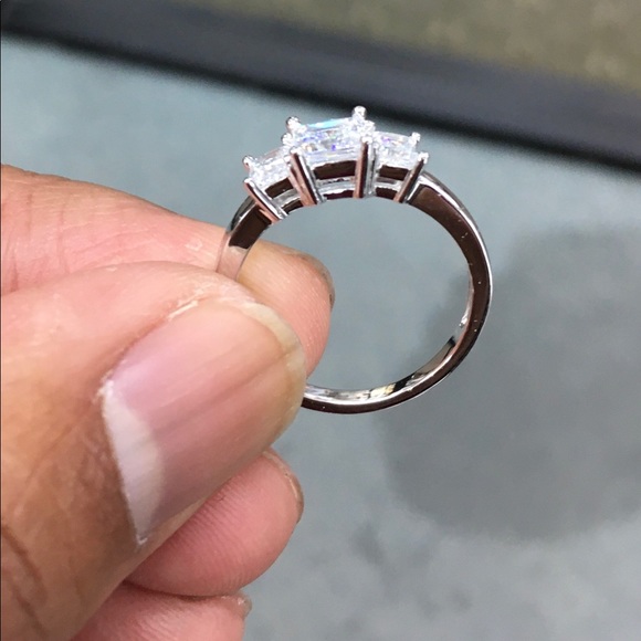 1-CT Three-Stone Basket Princess-Cut CZ Engagement - Picture 3 of 7